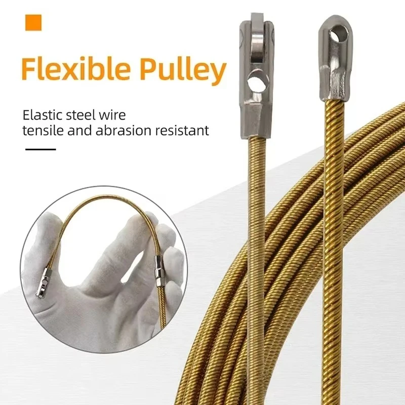 25/30m Universal Wire Threading Device Spring High Elasticity Rope Pulling Device With Pulley Electricians Cable Running Puller