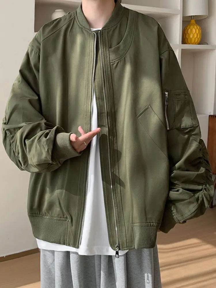 

Loose Fit Men's Pilot Jaet 2024 New Autumn American Retro Vintage Baseball orm Workwear Jaet Zipper Decoration Windproof