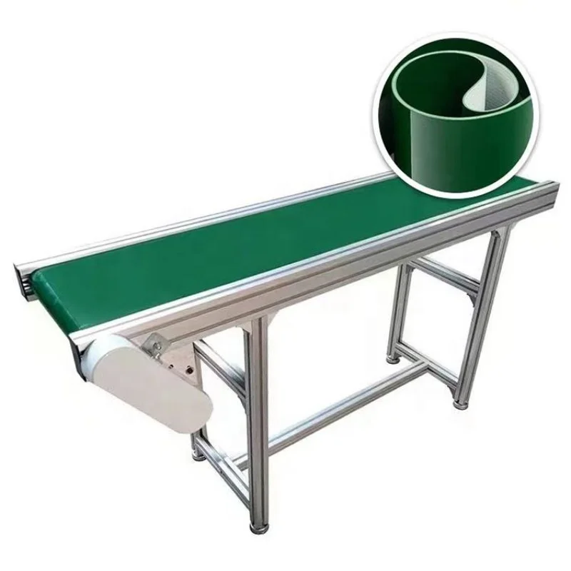 Food Grade PU Conveyor Belt Small Express Sorting Assembly Line Anti Slip Inclined Conveyor Stainless Steel Frame For Logistics