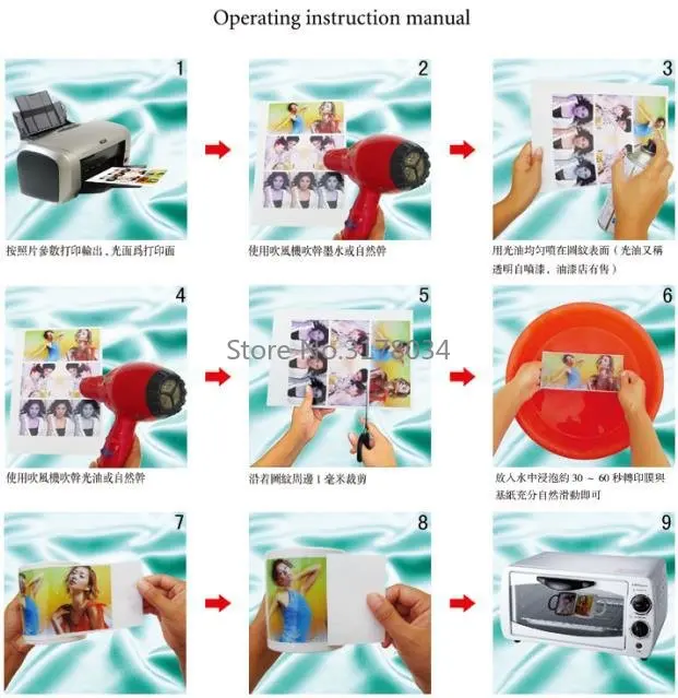 100sheets  A4 Size Inkjet Water Slide Decal Paper Transparent/Clear Color Waterslide Decal Paper Need Spray Sample for test