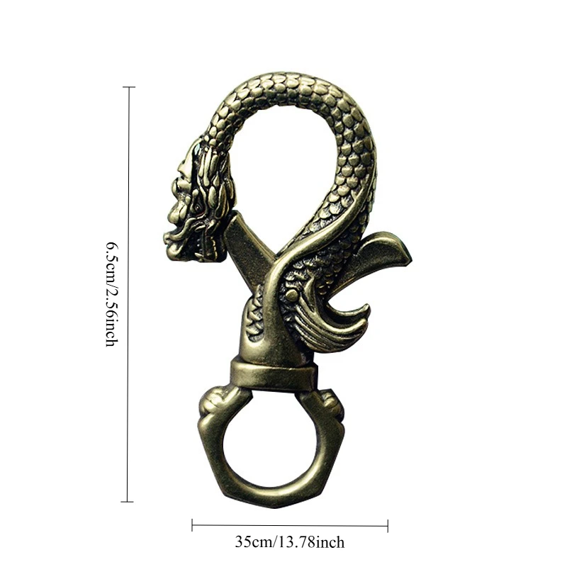 Antique Brass Faucet Keychain  Zodiac Dragon Key Chain Waist Buckle  Dragon and Phoenix Buckle Hot-selling Small Copper Ware