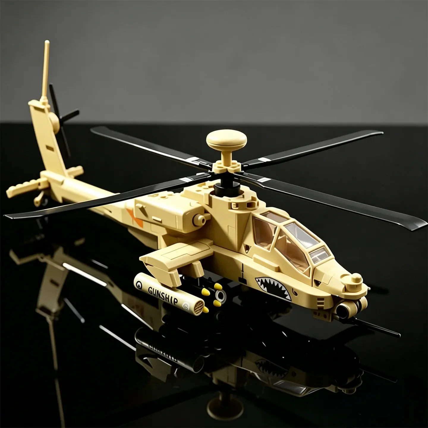 AH-64 Apache Helicopter Gunship Building Blocks Model— U.S. Army's Main Tank-Killer Helicopter— MOC Toy