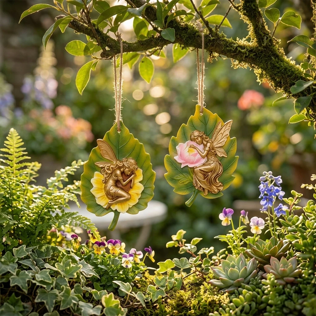 Resin Colorful Leaf Fairy Ornament For Outdoor Balcony And Garden Decoration