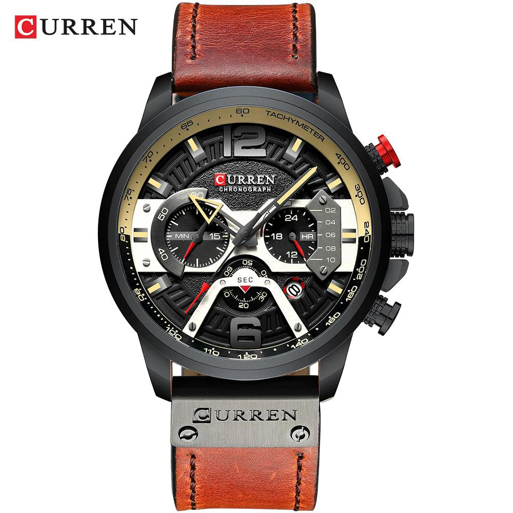 CURREN Watch for Men Blue Casual Sports Watch Fashion Luxury Leather Chronograph Quartz Waterproof Clock relógios masculino