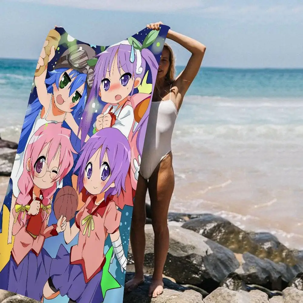 Cartoon L-Lucky S-Star ANIME Microfiber Printed Beach Towel Mountain Climbing Yoga Beach Swimming Running Absorbent Soft Towel