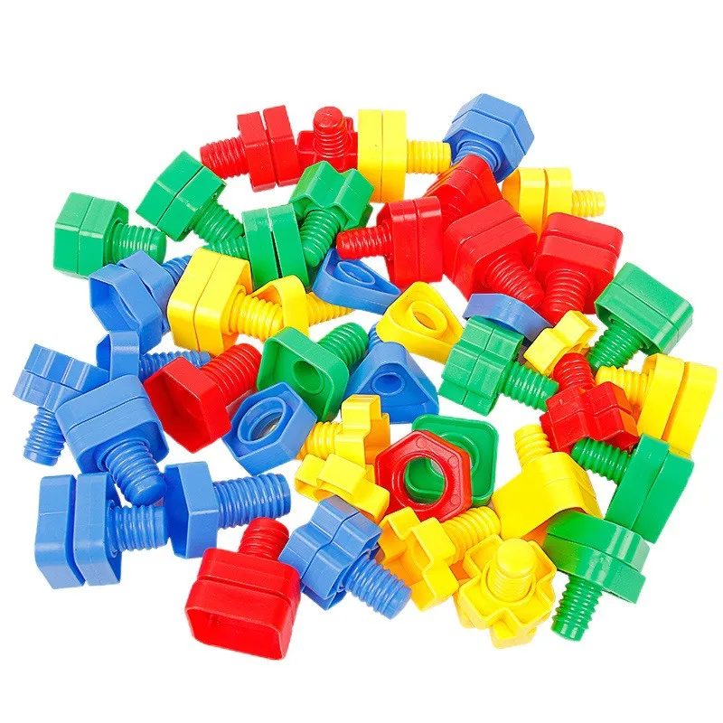 8Pcs Set Screw Building Blocks Creative Mosaic Puzzle Toys For Children Plastic Insert Blocks Nut Shape Boys Educational Toy