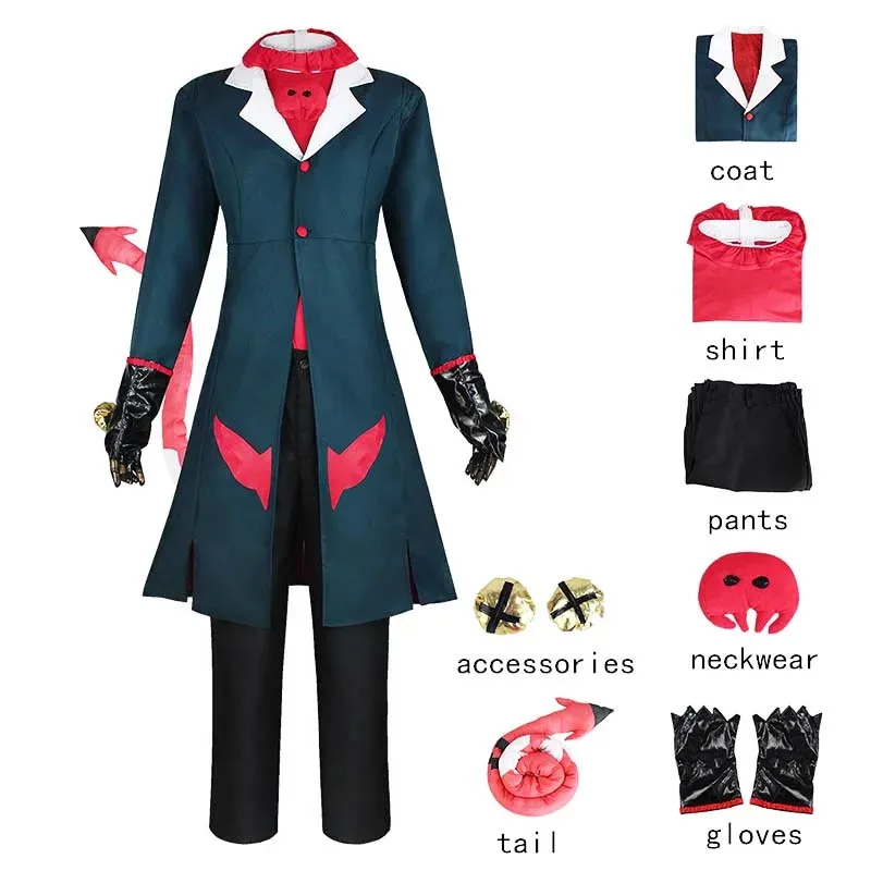 

Helluva Boss Blitzo Cosplay Costume Party Uniform Suit with Tail Halloween Outfits Blitzo Full Set for Anime Cosplay