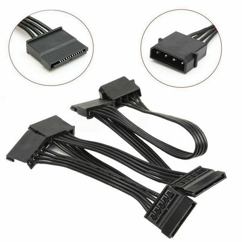 15 Pin SATA Power Extension Hard Drive Cable With 4Pin IDE To 5-Port Power Supply Cable,For Hard Drive HDD SSD PC