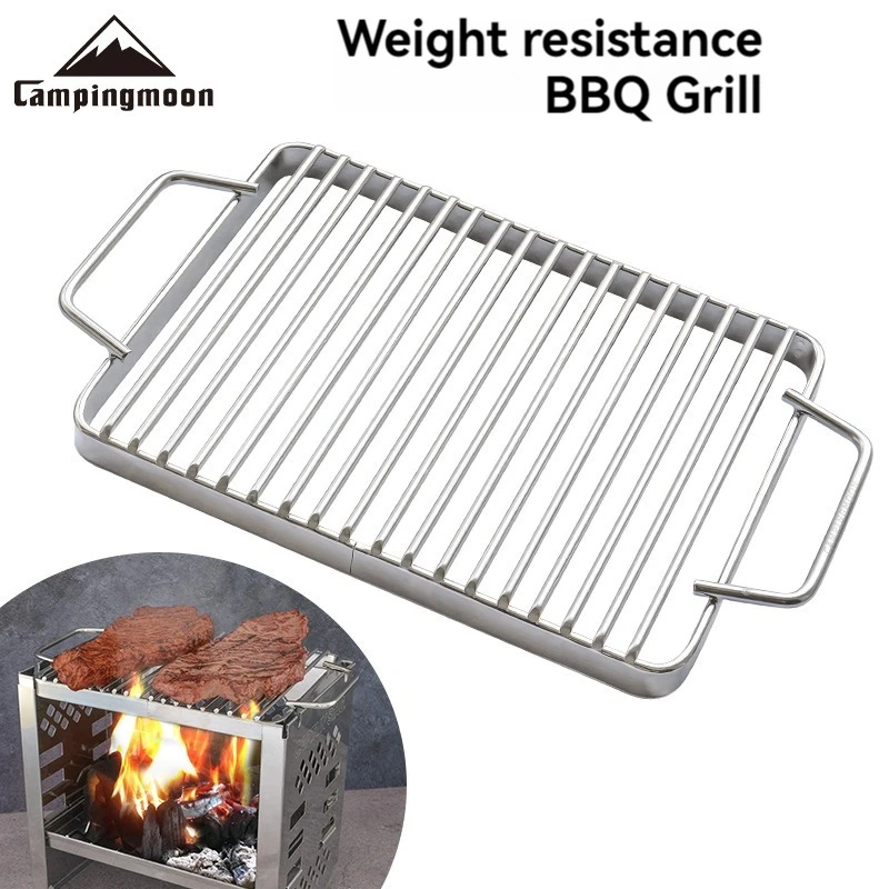CAMPINGMOON B5-W Outdoor Camping Equipment Thickened 304 Stainless Steel Barbecue Rack Grilled Fish Barbecue Mesh