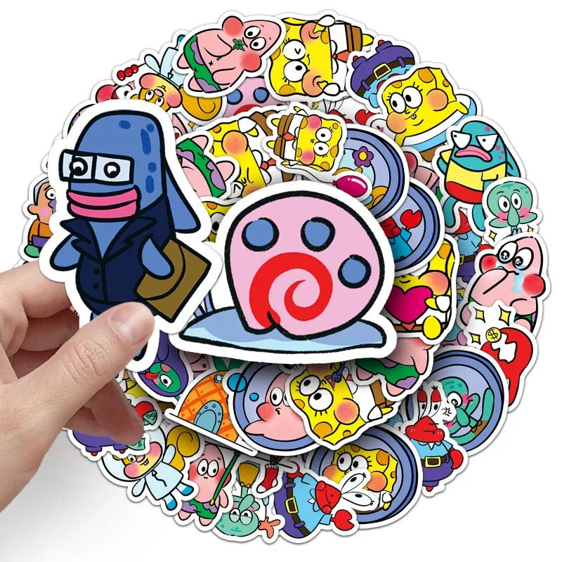 Kawaii 51 Q-version SpongeBob SquarePants، Big Star Octopus، شخصيات كرتونية، ديكور مقاوم للماء، ملصقات حساب الهاتف المحمول
