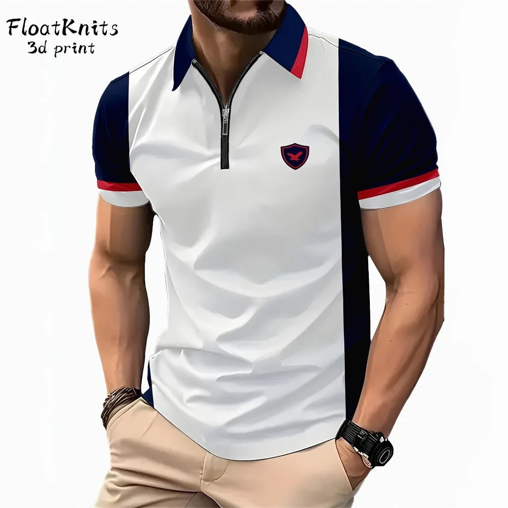 

Color Block Polo Shirts for Men Top Summer Trendy Men's Clothing Men's Polo Shirt Short Sleeve Tee Lapel Polo New in Tops & Tees