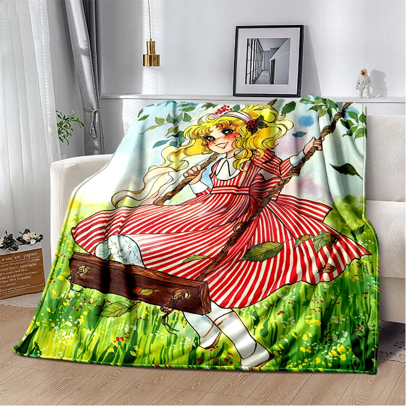 2025 نمط جديد كاندي كاندي فتاة الكرتون أنيمي لينة بطانية قطيفة ، الفانيلا رمي بطانية لغرفة المعيشة غرفة نوم أريكة طفل هدية