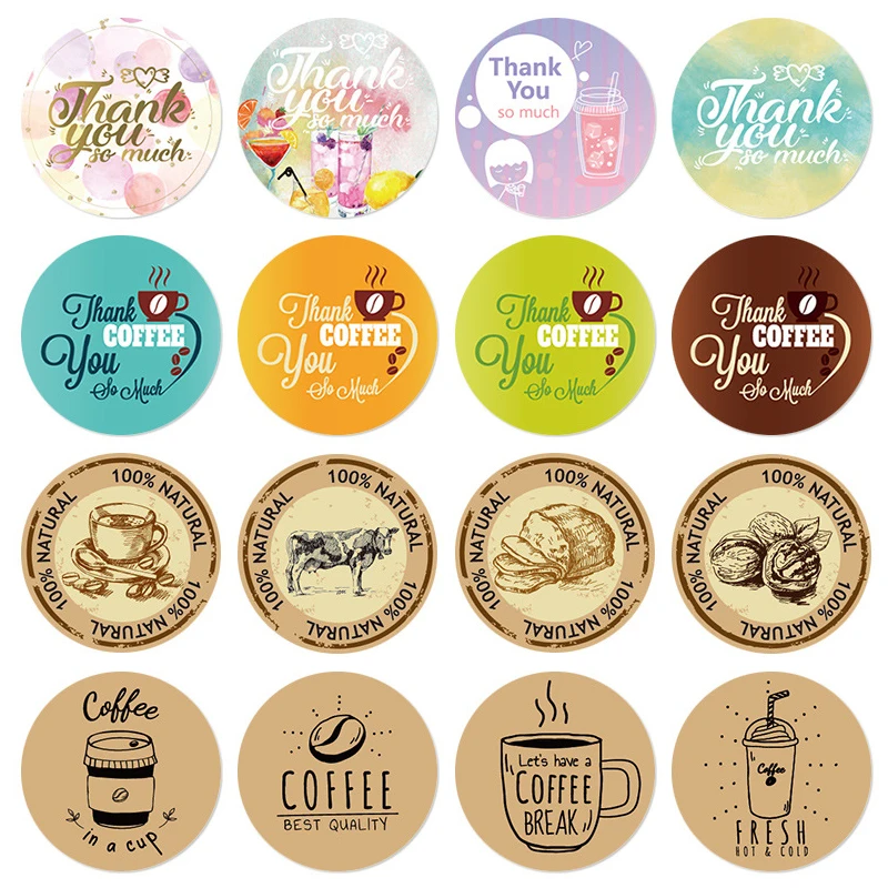 500 Pcs/Roll Honey Bee Thank You Stickers Day Circle Roll Seal Label Paper Tag Coffee Milk Tea Cup Decor For Business Orders