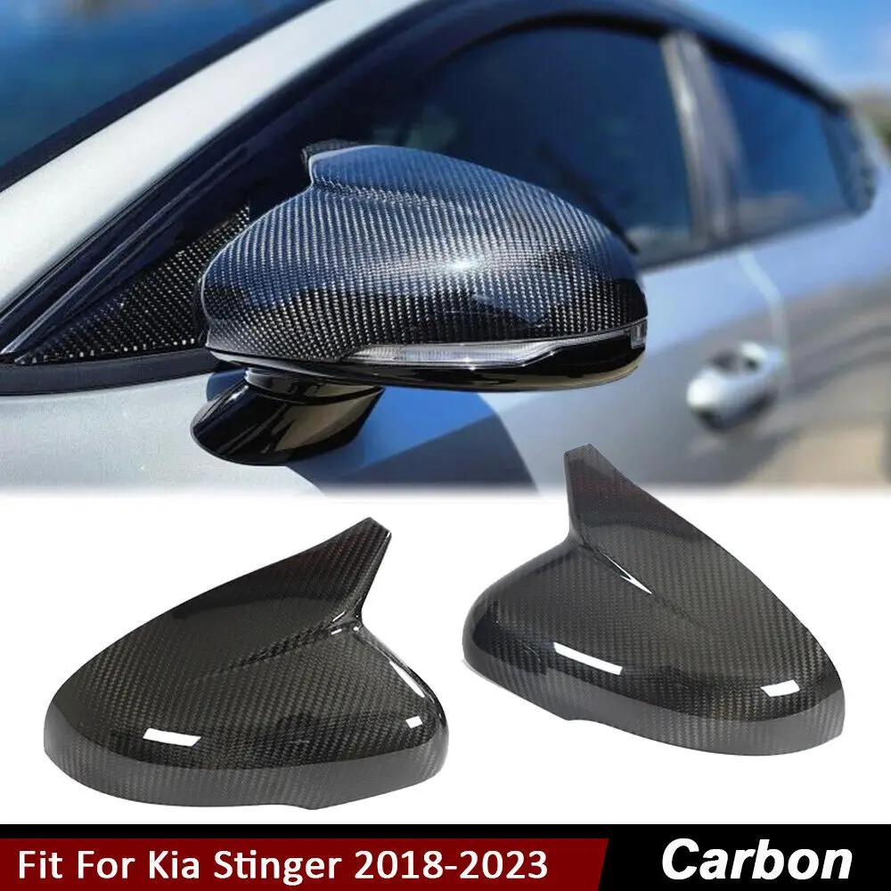 For Kia Stinger K8 2018-2023 DRY CARBON FIBER Side Wing Mirror Cover Caps Add on