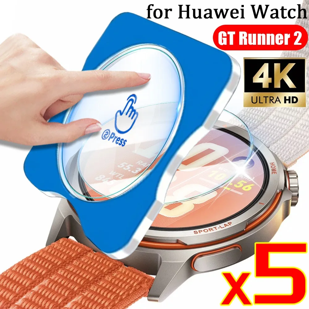 

1-5 шт. высококачественных защитных пленок для смарт-часов Huawei Watch GT Runner 2, закаленное стекло HD с твердостью 9H и комплектом для автоматической установки.