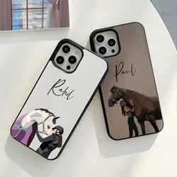 Horse Personalisad Names Brick Saffiano Vegan PU Leather Case for iphone 14 13 11 12 Pro Max 14Plus XR XS Max Cases Luxury Cover