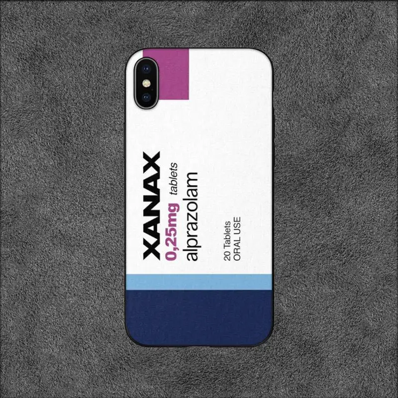 Alprazolam Xanax Phone Case For iPhone 11 12 Mini 13 14 Pro XS Max X 8 7 6s Plus SE XR Shell