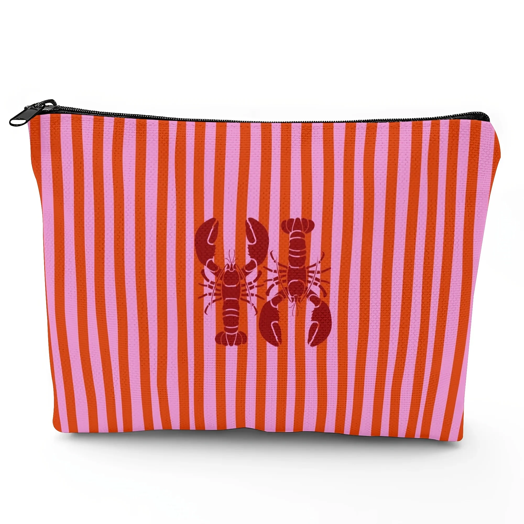 Double Lobster Stripe Mediterranean Cosmetic Bag Suitable for Handbags Luggage Vanity Elegant Mediterranean Pattern with Lobster