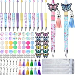 Kids Student Black Inks Rollerball Pen DIY Beaded Pen Plastic Beadable Pen Office School Pen Supplies Bead Ballpoint Pen