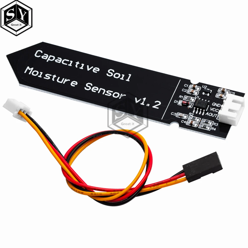 Capacitive Soil Moisture Sensor Module Not Easy to Corrode Wide Voltage Wire 3.3~5.5V Corrosion Resistant W/ Gravity for Arduino