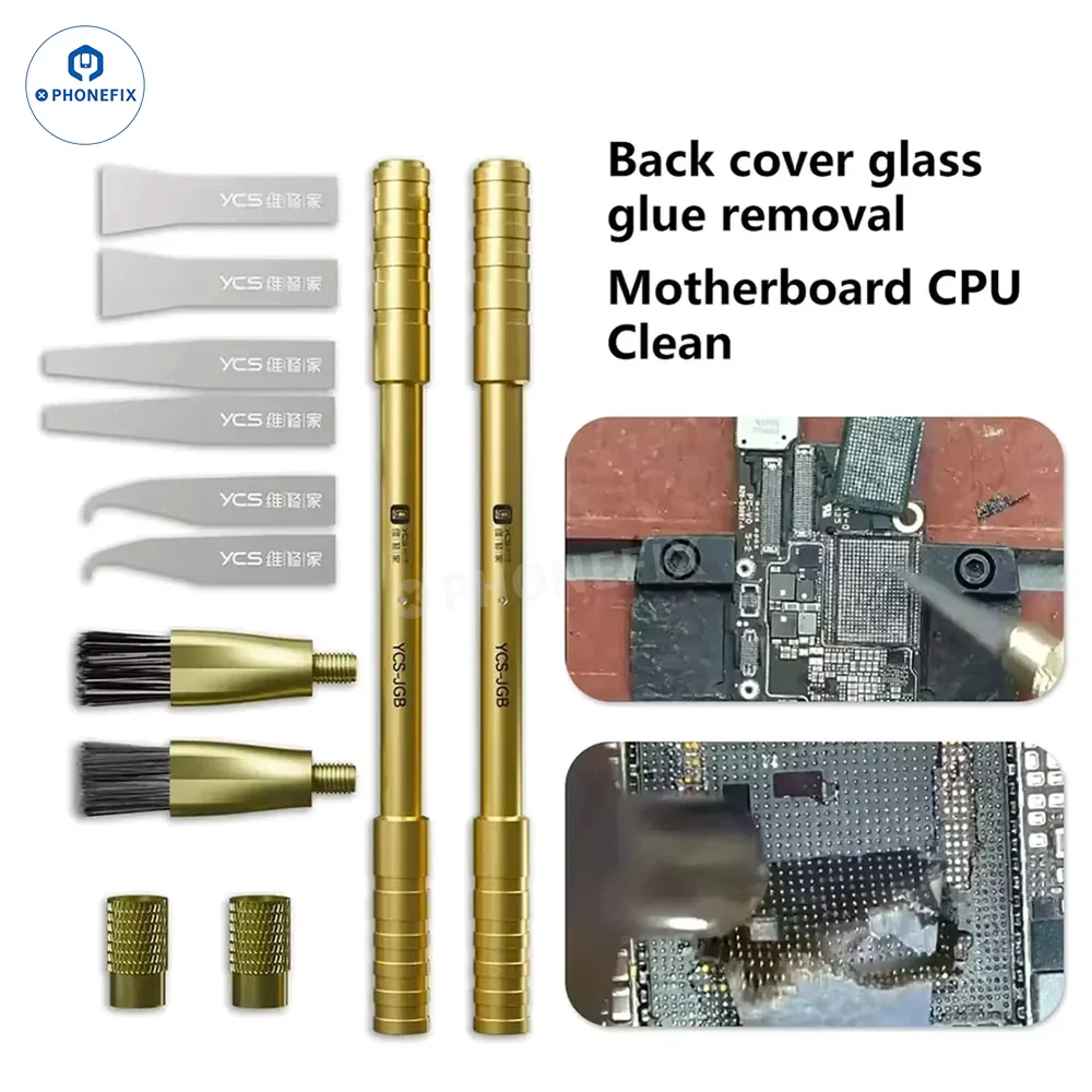 YCS JGB 10 in 1 Blade Brush Repair Tool Set for Mobile Phone Motherboard BGA PCB IC Chip Disassemblely Glue Removal CPU Clean