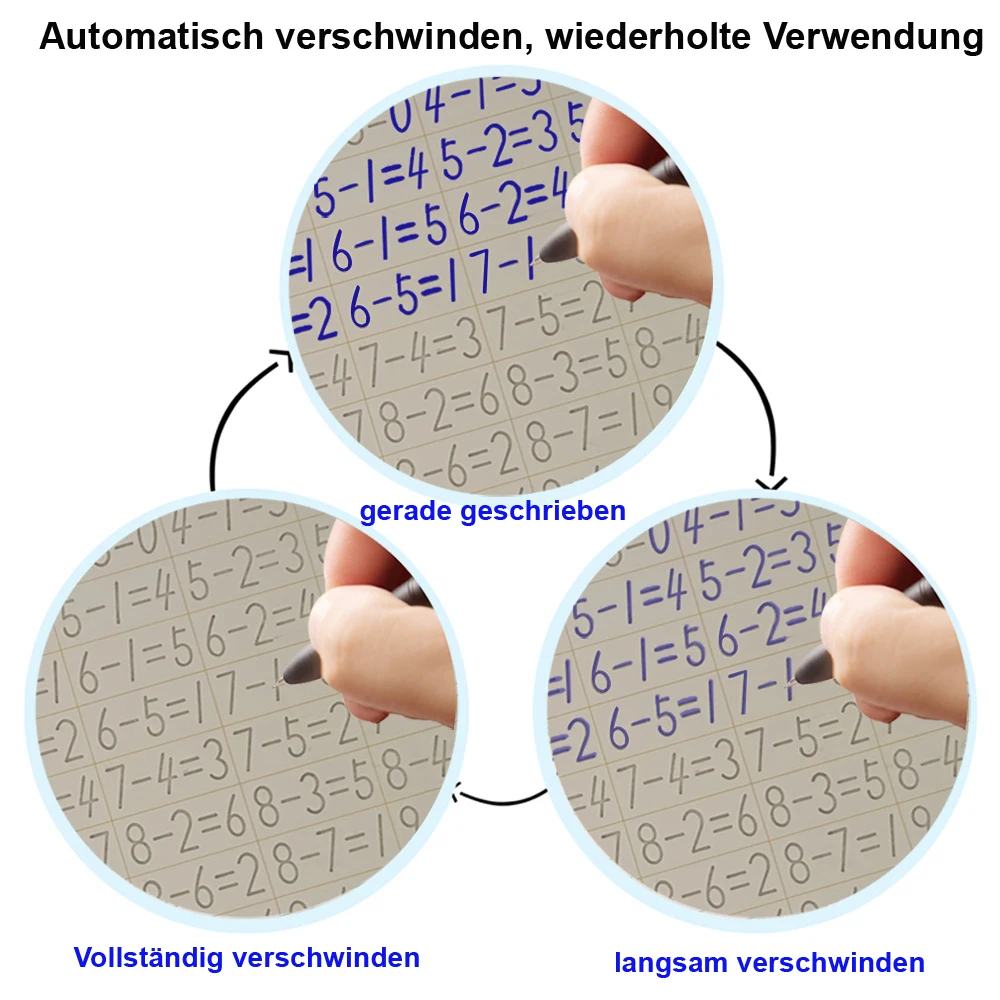 4pcs Reusable Magic German Practice Copybook Kid Grooved Handwriting Tracing Book with Pen Holder Preschool Learning Child Gift