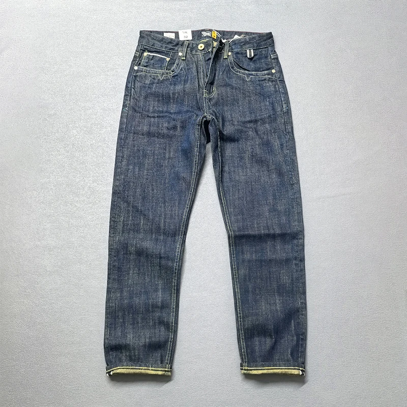 

2025 осень и зима, новые американские ретро джинсы высокой плотности с красными ушками, 15 унций, мужские прямые повседневные брюки из 100% хлопка