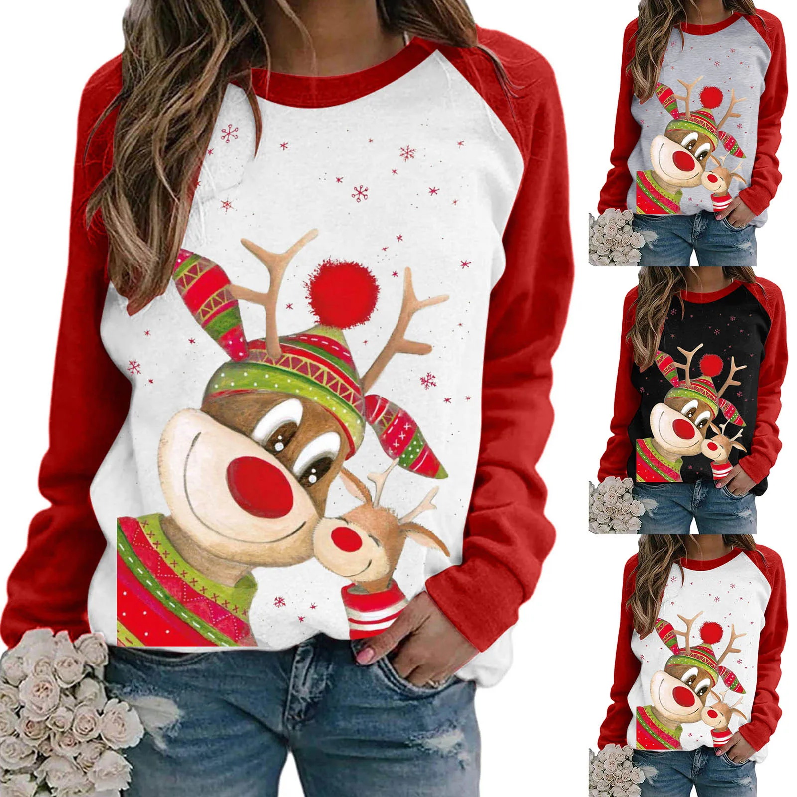 Christmas Cartoons Women Sweater Winter Long Sleeve Women's s Homesuit Woman s Fashion  Pull Femme