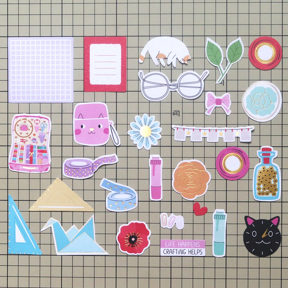 Creative Path 9-teiliges Happy Crafter Scrapbooking-Journaling-Set mit Dekorationspapier, Stanzformen und Verzierungen für DIY-Bastelarbeiten – Detail 16