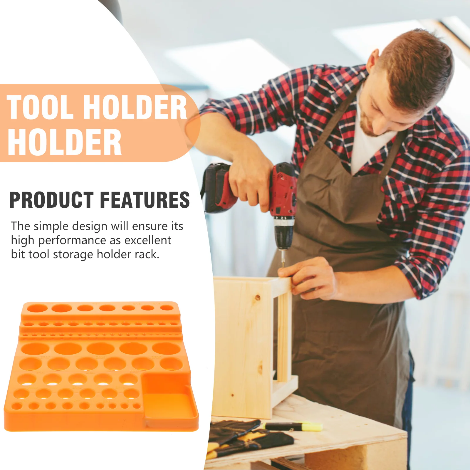 

Rotary Tool Storage Holder Durable Plastic Bit Tool Holder Rack Large Capacity for Drill Bits Storage Box Home Use