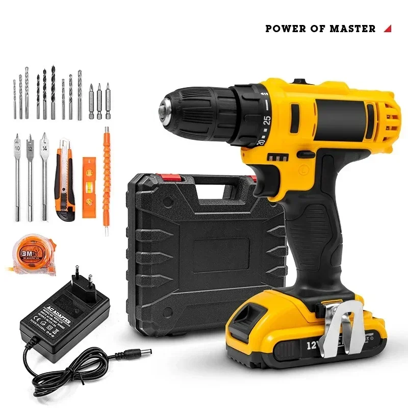 12V 16.8V 21V Cordless Electric Drill Hand Charging Drill Home Impact Drill Wireless Electric Screwdriver Lithium Power Tools