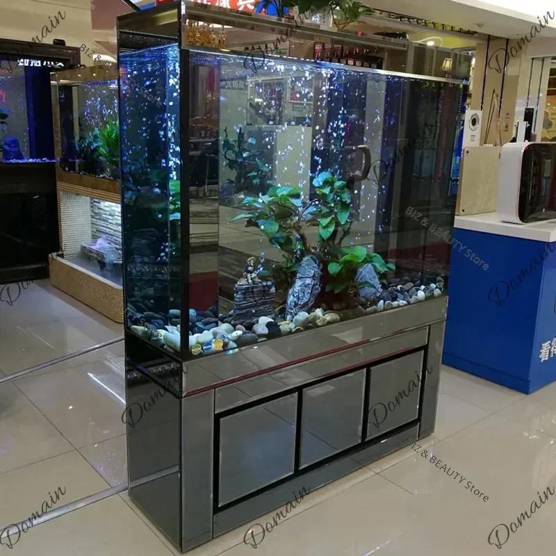 HJB Aa Water Change Free Goldfish Aquarium, Large Living Room Divider Tank With Super Clear Glass And Advanced Bottom Filter JT4