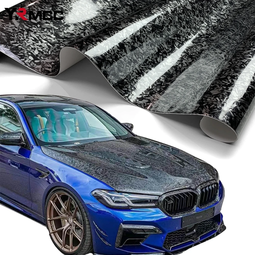 

PET Forged Carbon Fiber Self Adhesive Vinyl Wrapping Glossy Black Carbon Vinyl Wrap Film For Electric Automobile Car Stickers