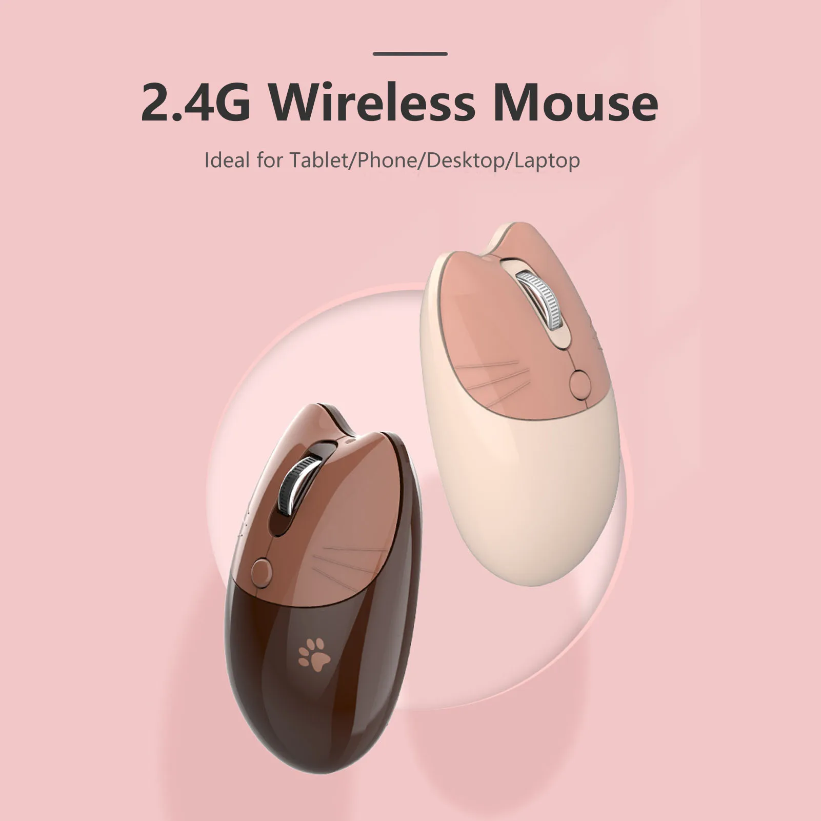 Mute Mouse Adjustable DPI Plug and Play Auto Sleep Silent Click Light Portable Girl Mouse Anti Slip 2 Wireless Mode for School