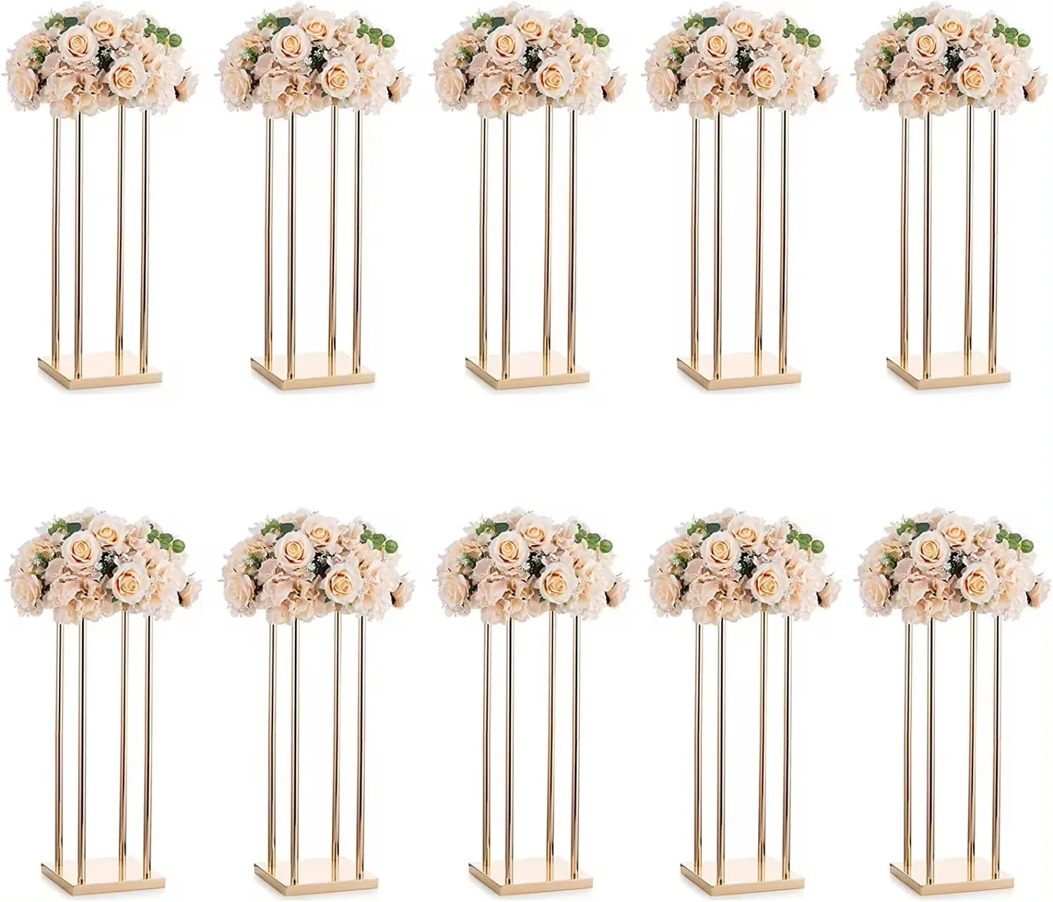 

Flower Vase with Metal Column Stand, Wedding Centerpiece, Party Decoration, Gold, Silver, Stand, Event, Party, 10Pcs