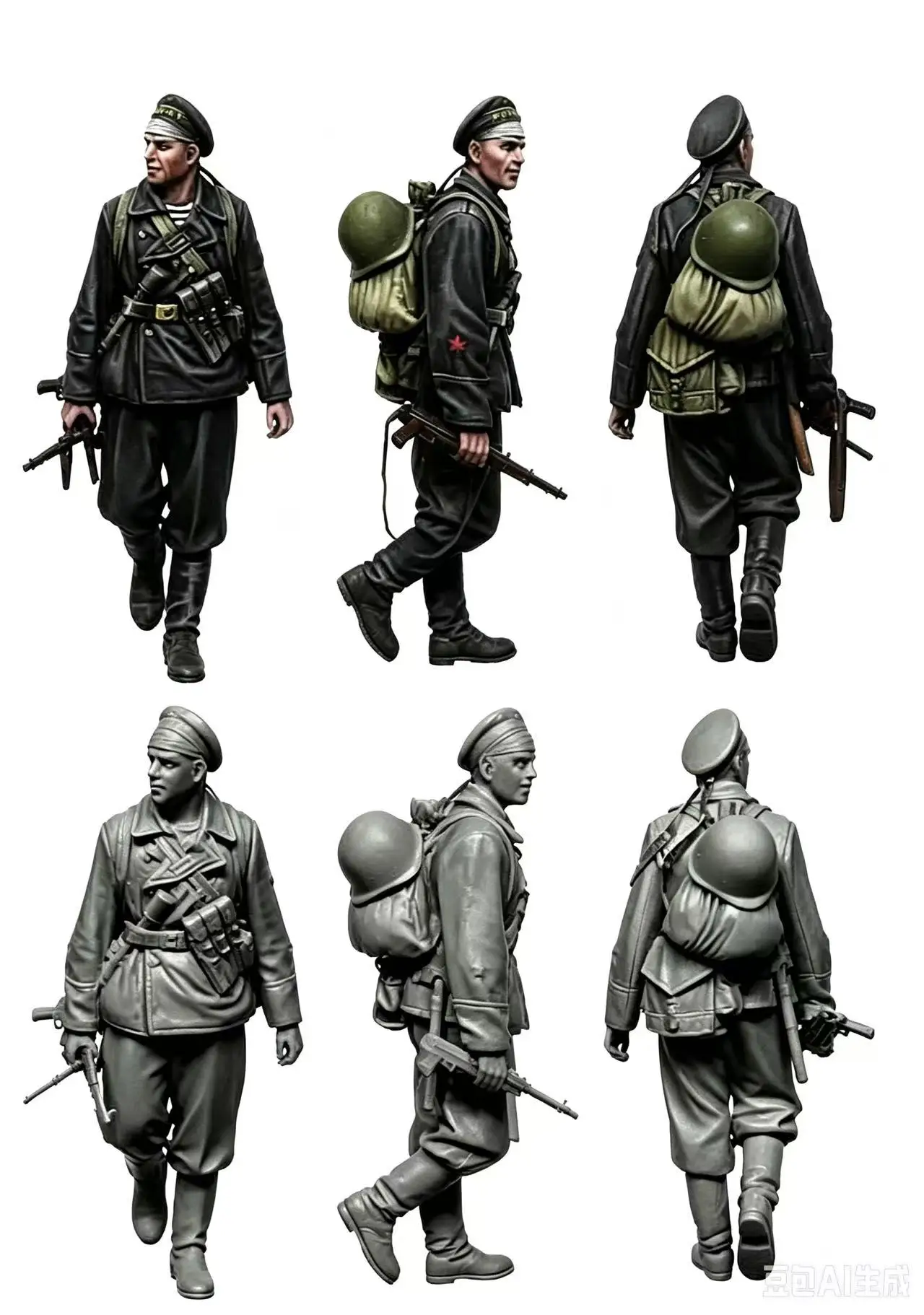 1/35 Scale Die Cast Resin Figure Assembled Model Kit Soviet Marine Hobby Miniature Military Diorama, Unassembled and Unpainted