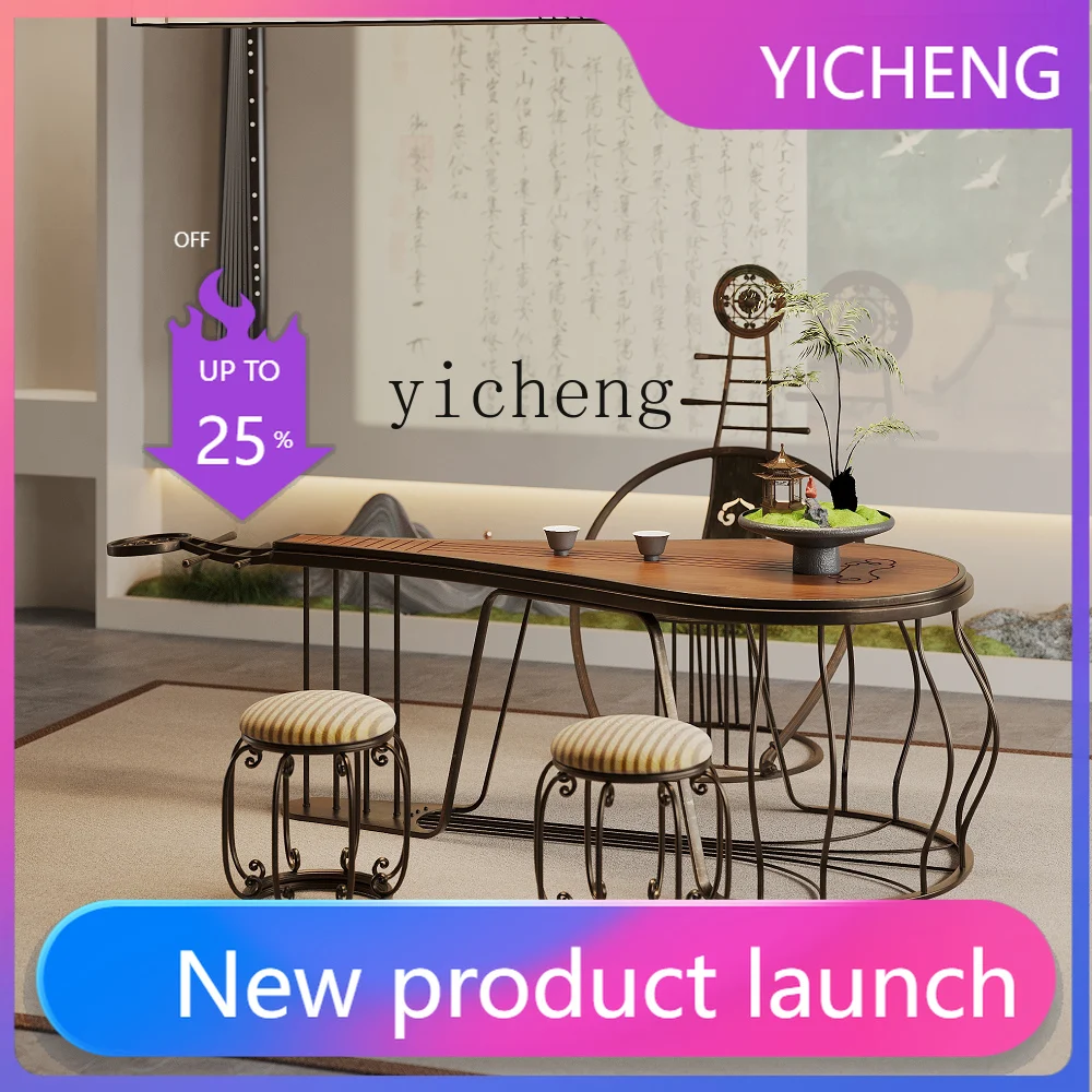 

new Chinese zen tea table retro creative coffee table tea room solid wood balcony tables and chairs
