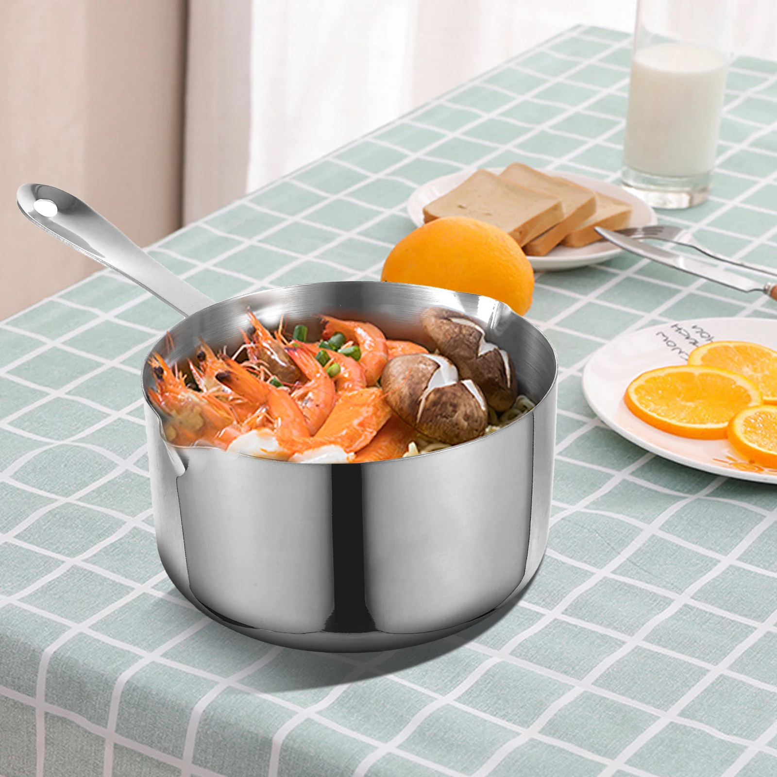 

Small Milk Pot Nonstick Frying Pan Lightweight Portable Stainless Steel Pans Safe Food Grade Easy Clean Anti Scalding