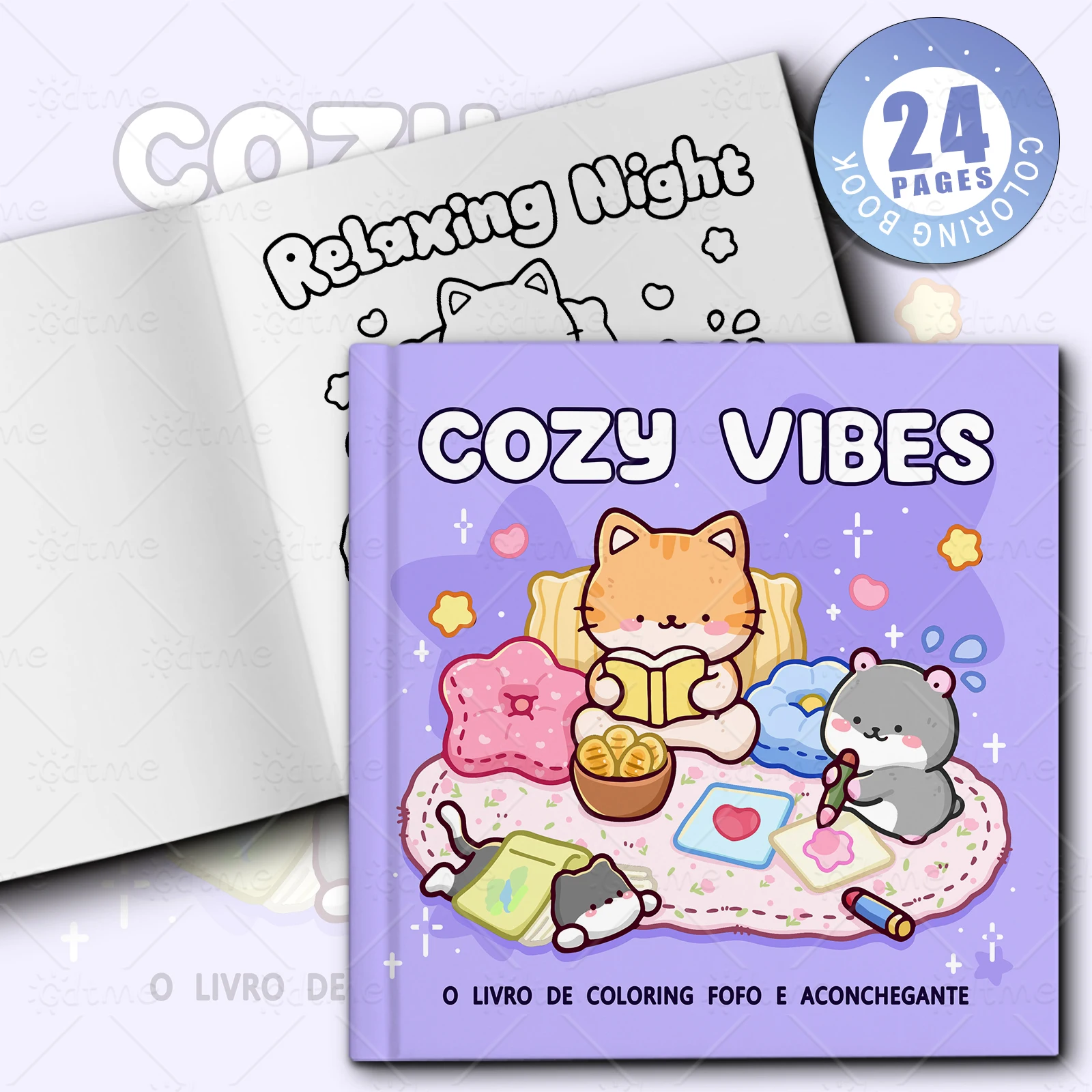 COZY VIBES BOLD AND EASY Adult Coloring Book 24 Pages Educational Stress Relief Relaxation DIY Drawing Art Hobby Book