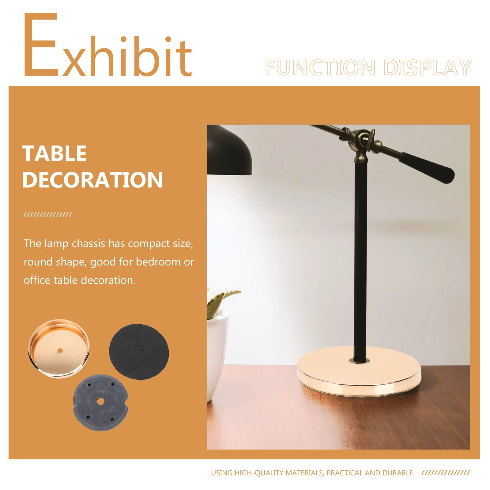 

1 set 1 Set Golden Desk Lamp Base With Rounded Metal Chassis For Bedroom Office Decor Table Light Accessory Home Use