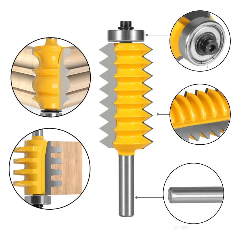 8mm Shank Multi-tooth Tenon V Joint Milling Cutter Wood Tenon Finger Joint Glue Raised Panel Woodwork Tools Cone Tenoning Bit