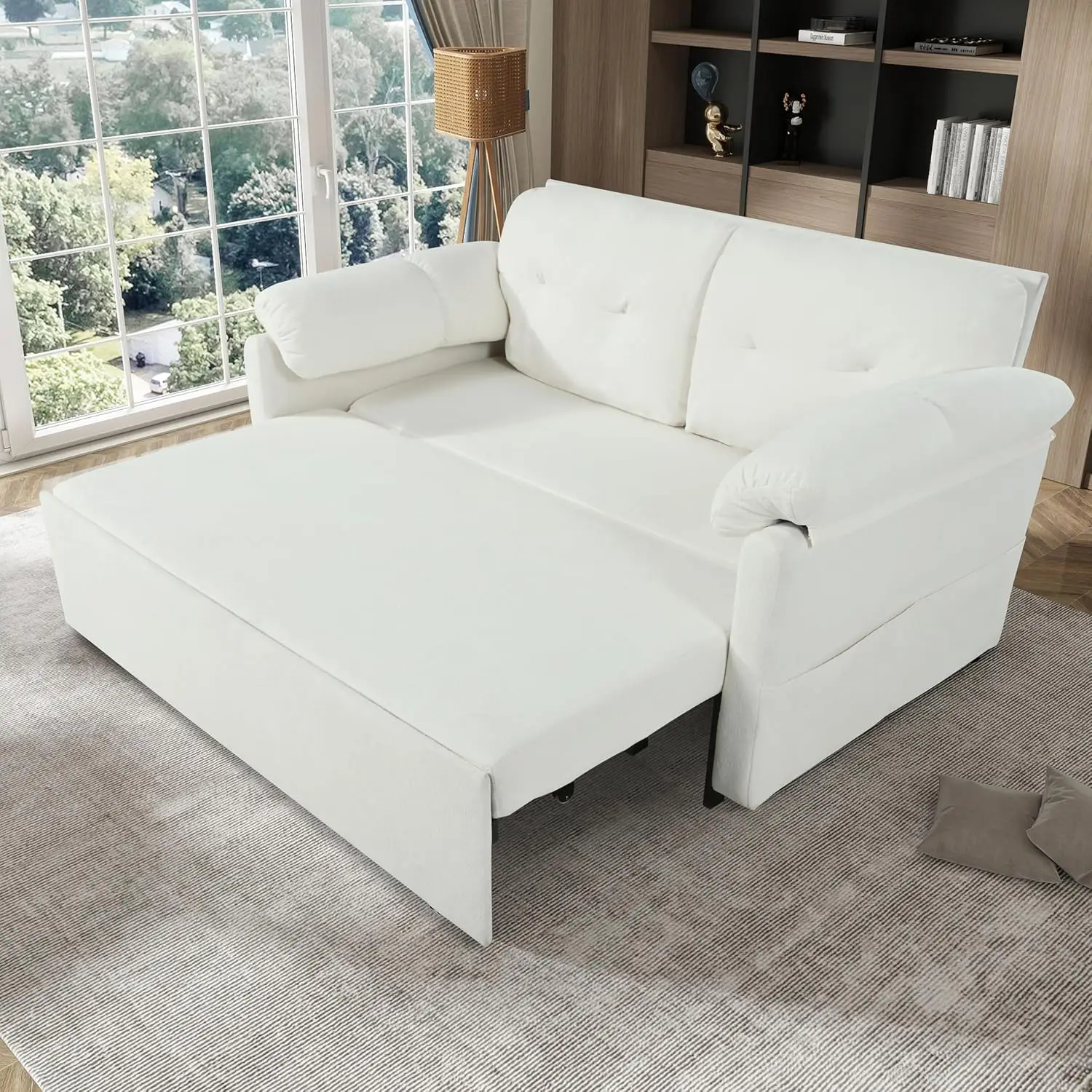 71.65" Convertible Pull Out Sofa Bed Queen Size, 3-in-1 Convertible Sleeper Couch,Multi-Functional Chenille Loveseat Sofá for Li