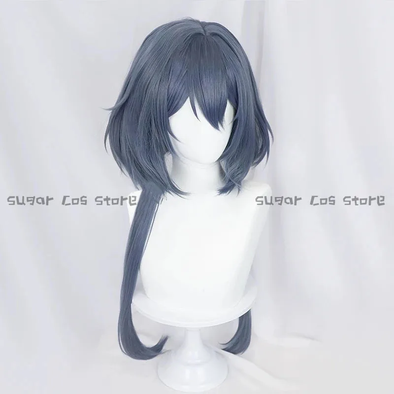 Huaiyan Game Honkai Star Rail Cosplay Wig para mulheres e meninas, cabelo comprido, cinza e azul, adereços para festa de Halloween, Xianzhou Zhuming, 75cm