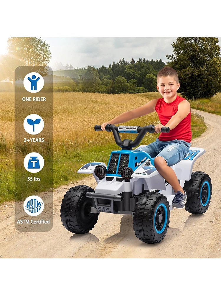 Elektrische Quad voor Kinderen 4+ Jaar 6V Zitauto met LED Koplampen Muziek ÉÉN-KNOPS Start Tot 5 km/u Lange Batterijduur - afbeelding 2