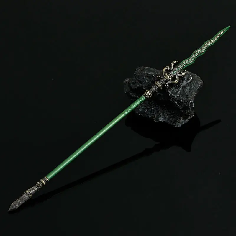 تقليد نموذج الأسلحة الباردة الصينية القديمة الرمح الباحث الأبيض الحلي الفنية الزخرفية (22 سنتيمتر طول)