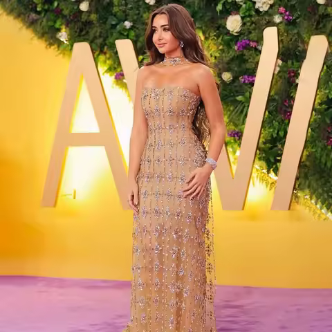 Serene Hill Joy Awards 2025 Nude Beaded Mermaid Evening Dress For Occasion Saudi LA72871 Customized