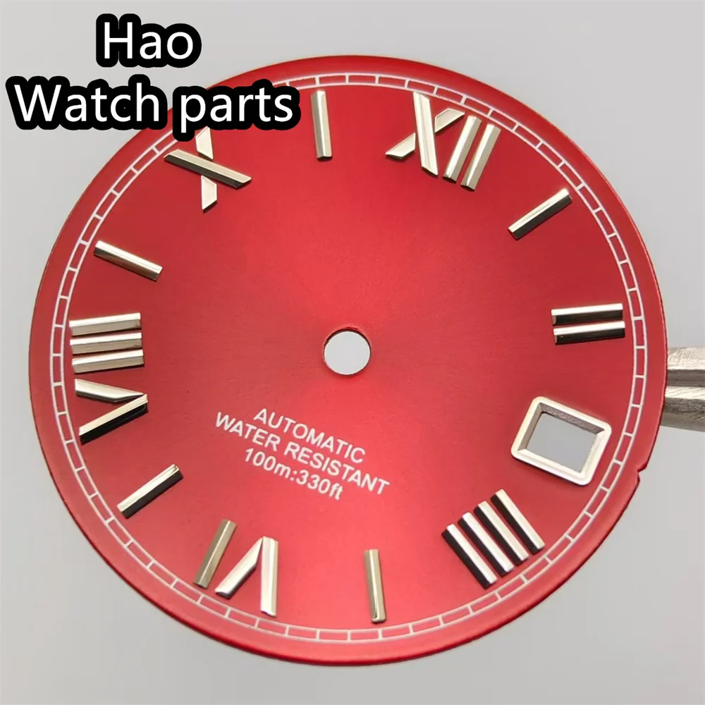 BLIGER 29mm Sterile Dial Black Blue White Gold Red Dial Roman Edge Time Marks Suitable for NH35 NH36 movement