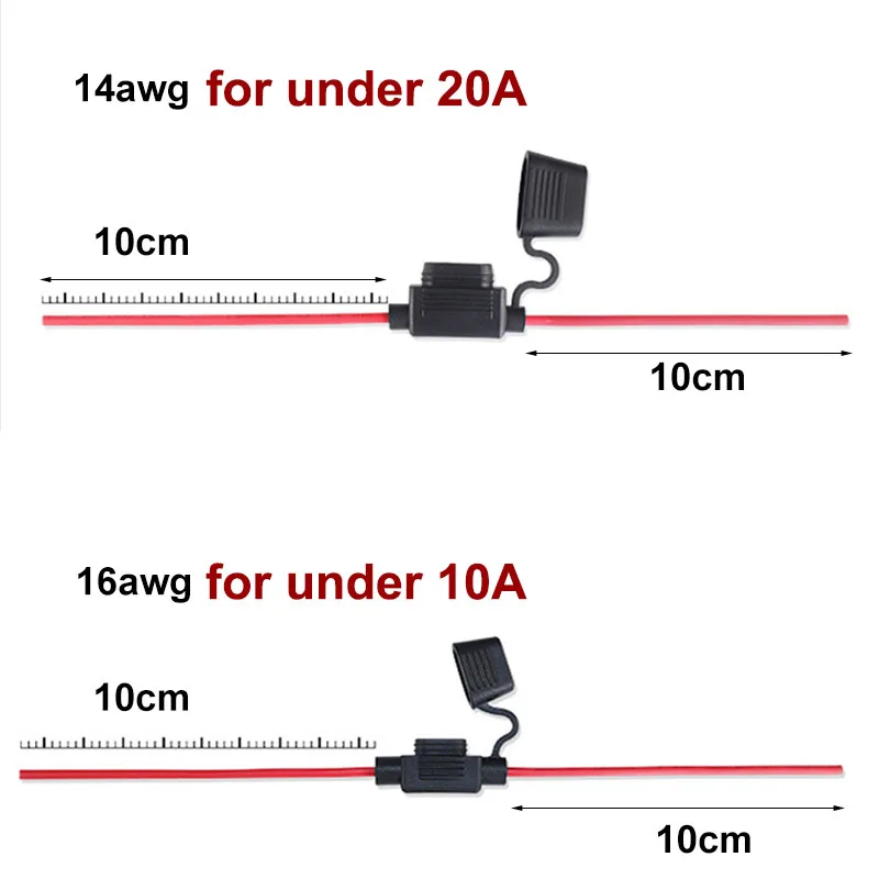 Auto Car Blade Inline Tipos Fusível, Impermeável, Rainproof Holder Case, Motor Tap, Blow, Fio de Corte Interruptor Soquete, H2, 16, 14, 12, 10AWG