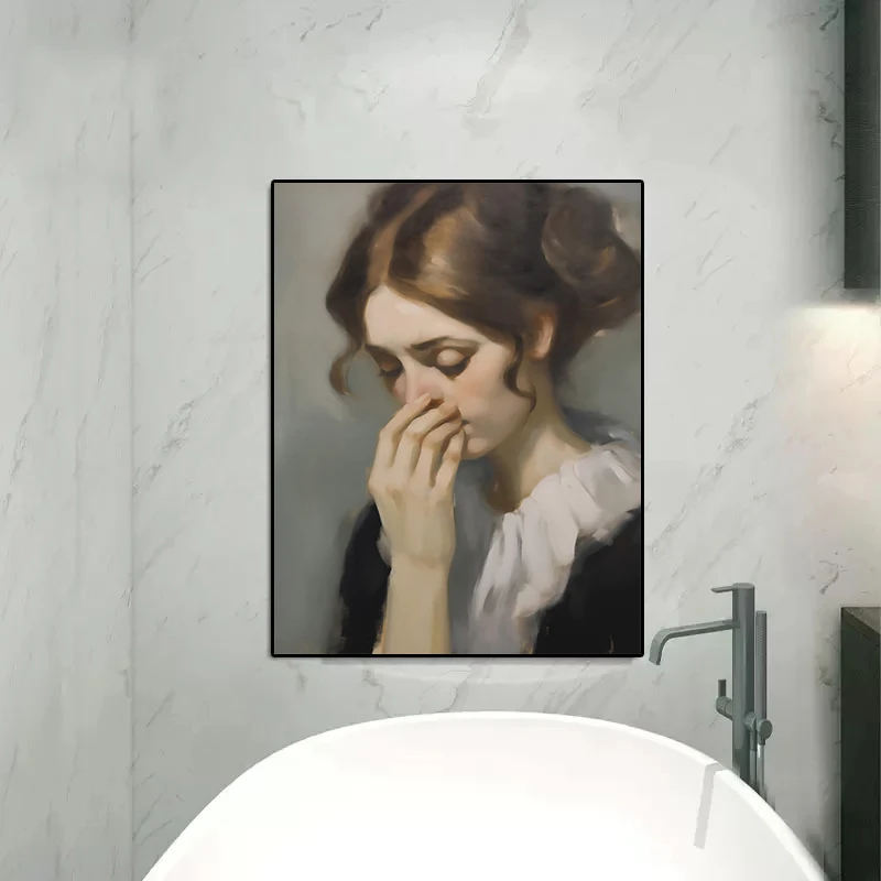 Vintage Funny Bathroom Poster Renaissance Artwork Toilet Humor Portrait Wall Art Pictures Canvas Painting Home Bathroom Decor