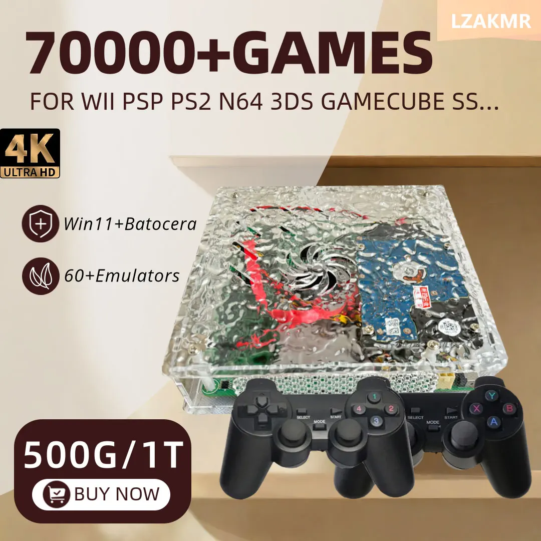 

LZAKMR NEW Upgrades Home Game Box X9 1T 70000+ Games Support 60 Emulators 4K HD Display Retro Console For N64 PSP Child's Gift